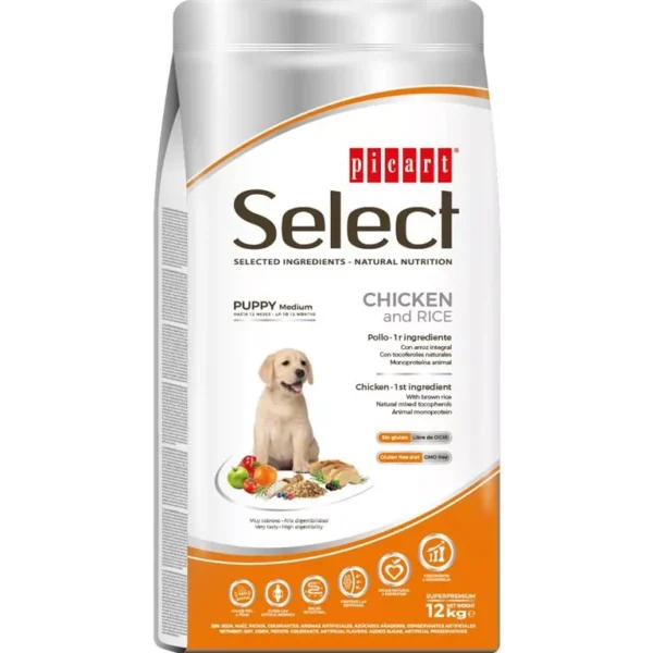 Select, אוכל לגורי כלבים מגזע בינוני על בסיס עוף. 3 ק"ג
