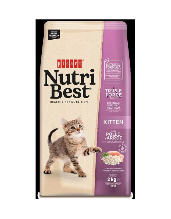 Nutribest Kitten, אוכל לגורי חתולים על בסיס עוף ואורז. 2 ק"ג