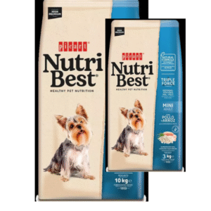 Nutribest, מזון לכלב בוגר מגזע קטן על בסיס עוף ואורז. מבצע! מארז שק 10 ק"ג + שק 3 ק"ג במחיר מופחת